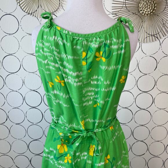 VTG Malia Honolulu Womens Hawaiian Dress Green Yellow Colorful Floral Retro - Picture 10 of 14